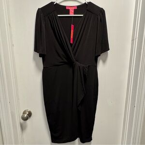 NWT Catherine Malandrino Tulip Hem Pleated Short Dress Size Medium Black Stretch